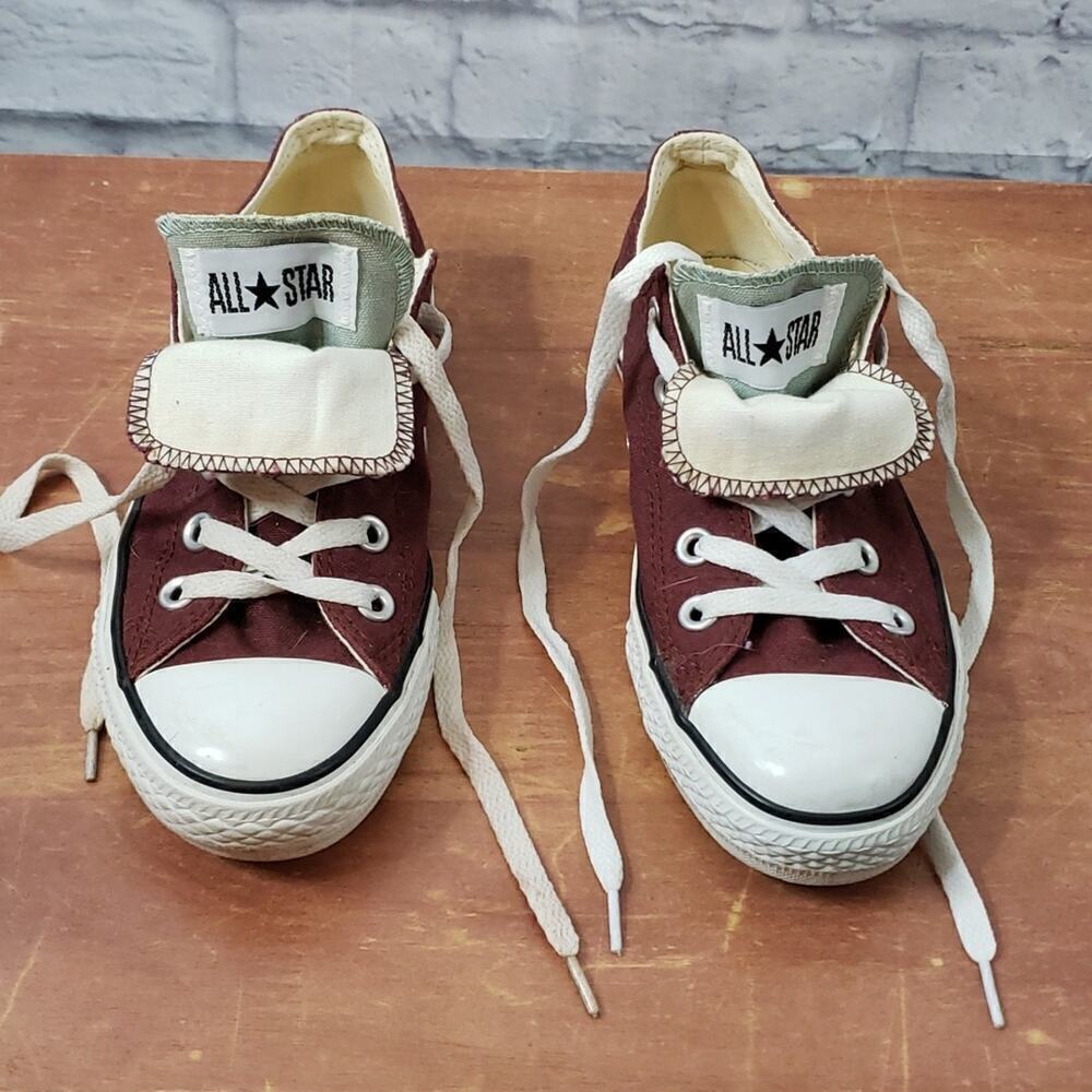 Converse Double Tongue Chuck Taylor Low Top Sneakers Burgundy Womens 6 Mens 4